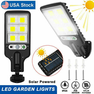Solar Cob Led Motion Sensor Light Outdoor Garden Security Wall Street Lamp