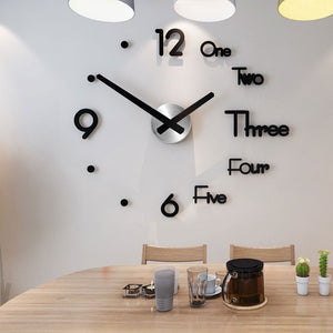 NEW! Large Wall Clock Modern Design 3D Wall Sticker