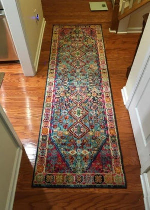 BOHO Runner Rug, 2' 6" x 10', Multi Color Area Rug