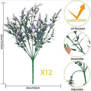 💯CLEARANCE❗️❗️12 Bundles Purple Artificial Flowers Fake Greenery Lavender Shrubs UV Resistant