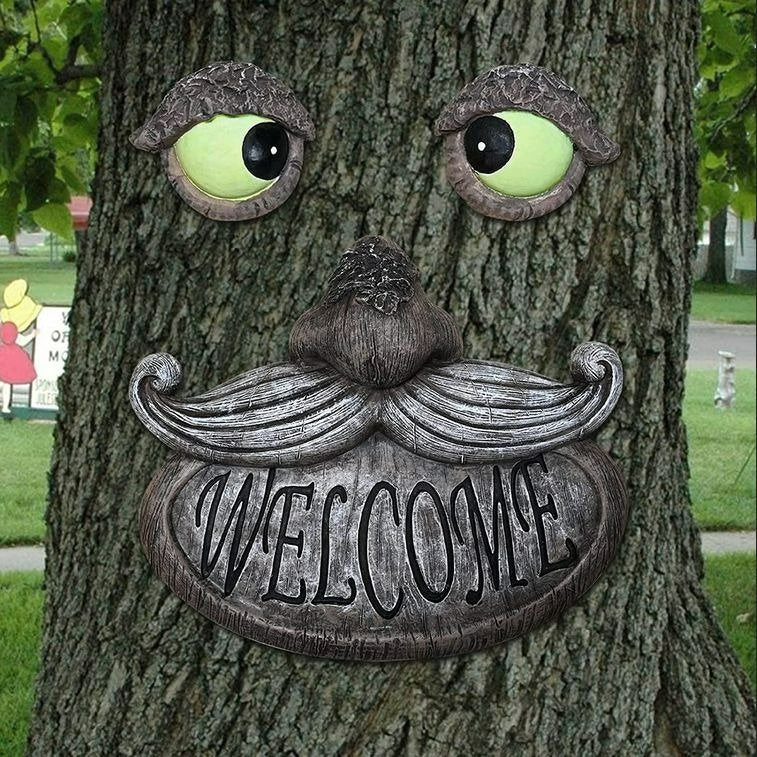 💯CLEARANCE❗️❗️Tree Face GLOW IN THE DARK Welcome Decor Old Man Tree Hugger Sculpture💯