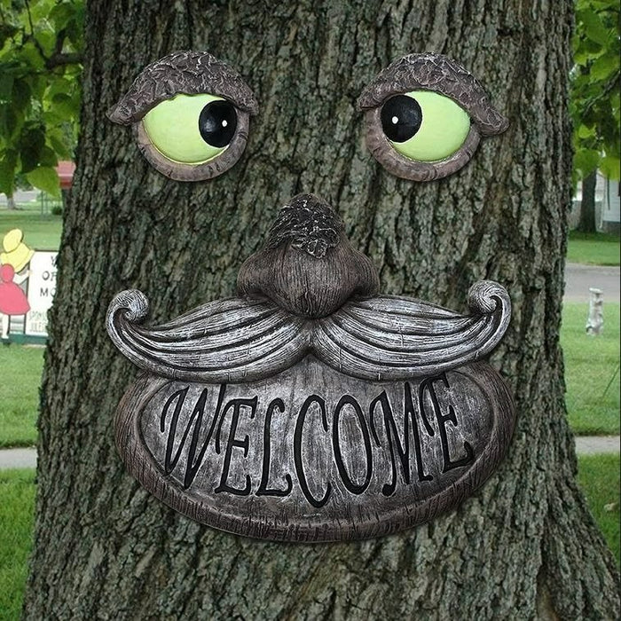 💯CLEARANCE❗️❗️Tree Face GLOW IN THE DARK Welcome Decor Old Man Tree Hugger Sculpture💯
