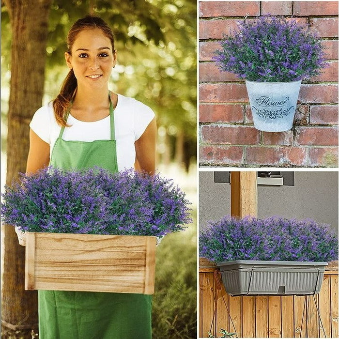 💯CLEARANCE❗️❗️12 Bundles Purple Artificial Flowers Fake Greenery Lavender Shrubs UV Resistant