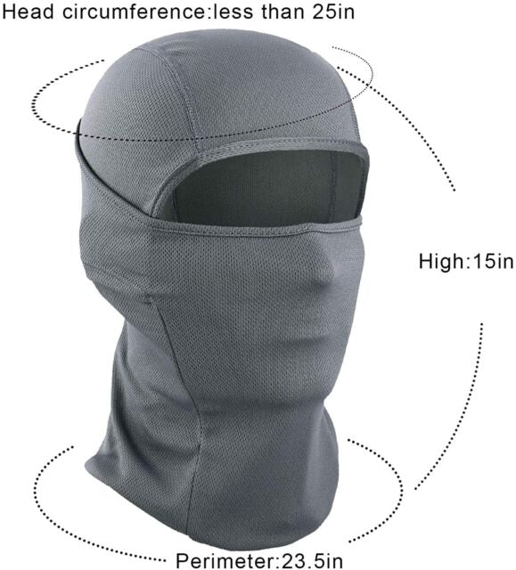 Balaclava Face Mask UV Protection Ski Sun Hood Tactical Masks for Men Women Gray