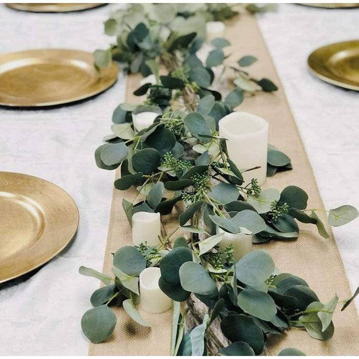 7pcs 42Ft Artificial Eucalyptus Garland Greenery Faux Garland 5.9 ft/180 cm long with 128 leaves