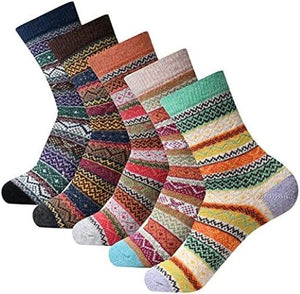 5 Pairs Winter Wool Socks Women Athletic Socks Cozy Knit Warm Winter Socks