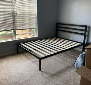 QUEEN Metal Platform Bed Frame with Headboard Wood Slat Support No Box Spring Needed Easy Assemble