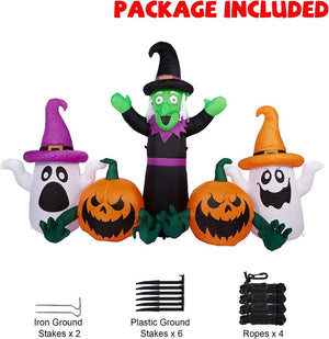 Halloween Blow Up W/LED Lights,8 FT Long Halloween Decorations Outdoor