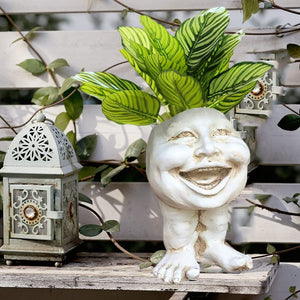 Unique Face Flower Pot for Indoor Outdoor Plants Resin