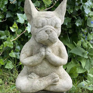 New Meditating Sitting French Bull Dog Garden Statue! ❤️ Zen Animal Yoga Figurine Yard Decor