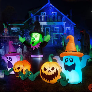 Halloween Blow Up W/LED Lights,8 FT Long Halloween Decorations Outdoor
