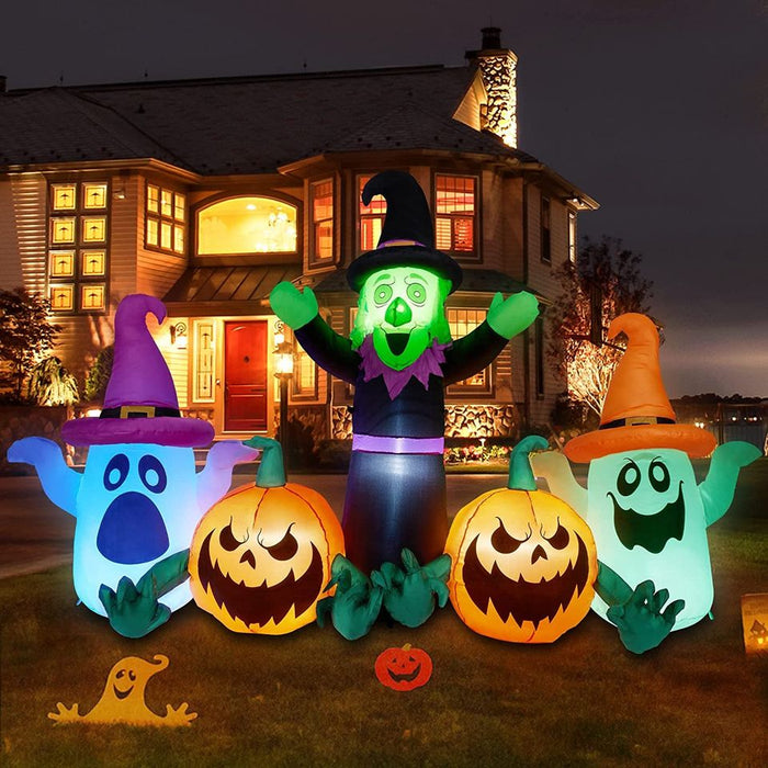 Halloween Blow Up W/LED Lights,8 FT Long Halloween Decorations Outdoor