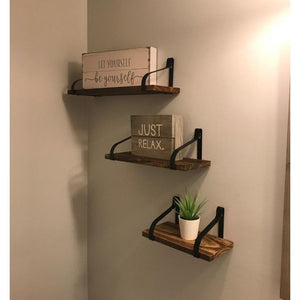 Set of 3, Rustic Wood Wall Shelves