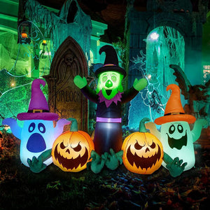 Halloween Blow Up W/LED Lights,8 FT Long Halloween Decorations Outdoor