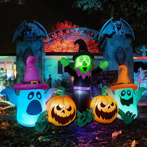 Halloween Blow Up W/LED Lights,8 FT Long Halloween Decorations Outdoor