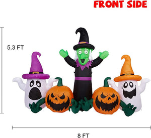 Halloween Blow Up W/LED Lights,8 FT Long Halloween Decorations Outdoor