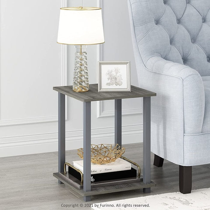 Compact Set of 2 End Tables, French Oak Grey