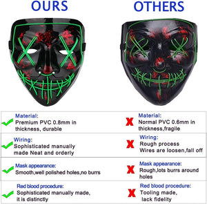 LED Light up Mask for Festival Cosplay Halloween Costume Masquerade Parties,Carnival