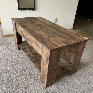 Modern Wooden Lift Top Coffee Table with Hidden Compartment, Perfect for Your Living Room or Office