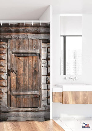 Vintage Narrow Shower Curtain, Rustic Wooden Door of Old Barn in Farmhouse Style 36" W x 72" L