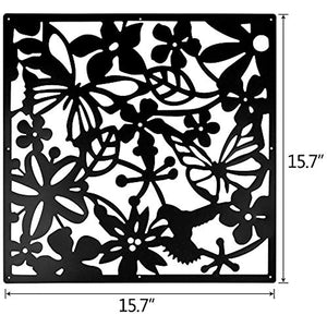 Hanging Room Divider 12 Pcs Flower Carving Pattern Panels Decorative Wall Screen Decor Black