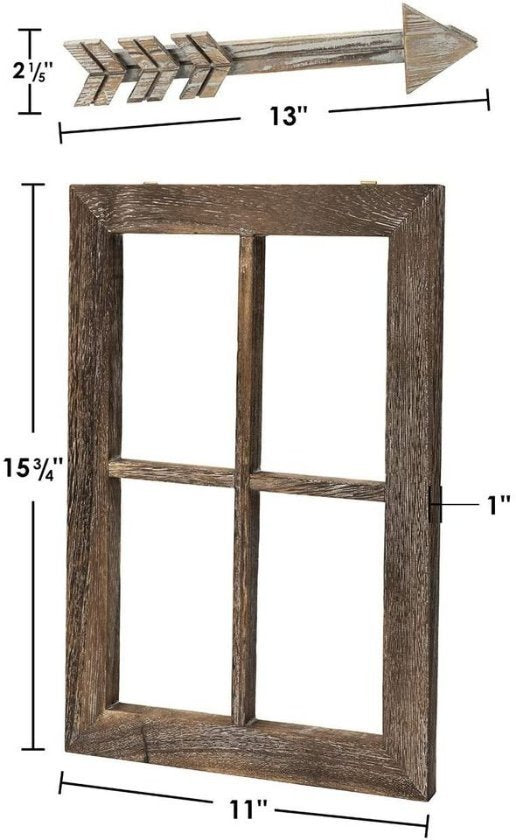 Set of 2 Farmhouse Rustic Wall Decor Wood Window Frames & Arrow Decor ...