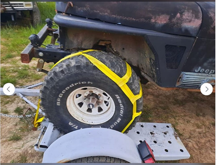 2 PackTow Dolly Basket Straps with Flat Hooks Car Wheel Tire Net Fits Most 15"-19"