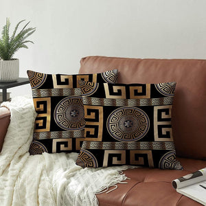 Set of 2 Greek-Key Throw Pillow Covers Pillowcases 18 x 18 inch, Black