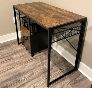 Heavy-Duty Foldable Computer Desk With Storage Hooks, Space Saving PC Gaming Workstation Desk,Solid