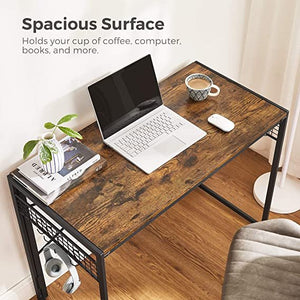 Heavy-Duty Foldable Computer Desk With Storage Hooks, Space Saving PC Gaming Workstation Desk,Solid