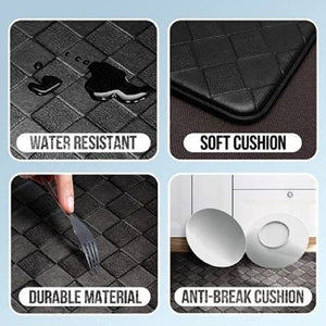 2PCS Kitchen Mats Anti-Slip Kitchen Rugs, Easy-to-Clean and Comfortable 17.3"×30"+17.3"×47", Black