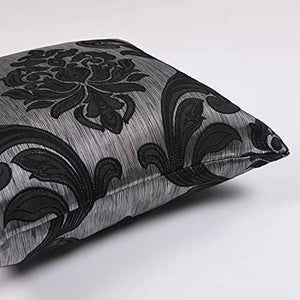 Black Throw Pillow Covers Jacquard Patterns Set of 2 Home Decor 20"x20"