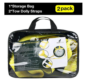 2 PackTow Dolly Basket Straps with Flat Hooks Car Wheel Tire Net Fits Most 15"-19"