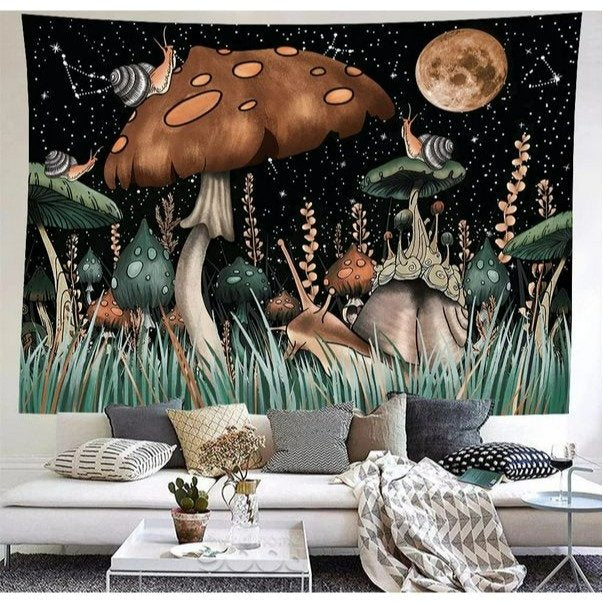 💯CLEARANCE❗️❗️50ʺx 60ʺ Mushroom Moon Tapestry Wall Hanging Stars Starry Night Wall Art💯