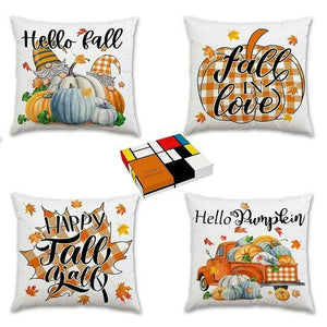 💯CLEARANCE❗️❗️ Set of 4 Fall Decor Farmhouse Buffalo Check Pumpkins Autumn Gnomes 18x18💯