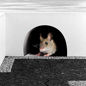 Set of 4 Wall Sticker 3D Mouse Hole Realistic Mouse Hole Bedroom Decoration