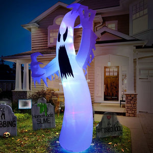 12 Ft Giant Halloween Inflatable Ghost, Blow Up Halloween Decorations Built-in LED