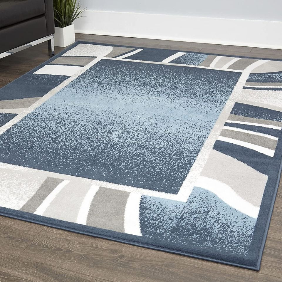 🥇*LATEST*Home Dynamix Lyndhurst Rotana Modern Area Rug, Contemporary Blue/Gray/Ivory 21"x35"✌