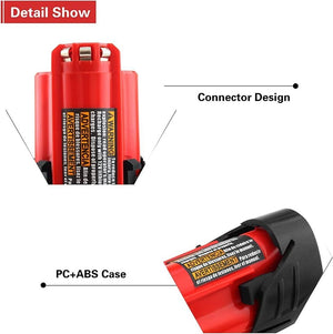 2 Pack 3.0Ah 12V Replacement Battery Compatible with Milwaukee m12 Battery XC Lithium