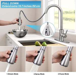 Kitchen Faucet with Pull Down Sprayer Single Level Stainless Steel Kitchen Sink Faucets | Sale Now!