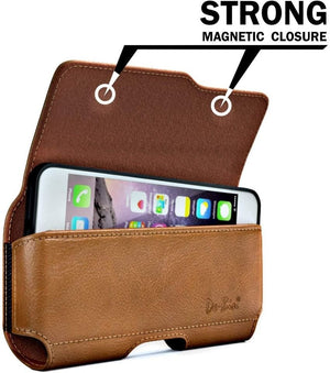 Leather Cell Phone Belt Case Pouch with Belt Clip for iPhone (Brown)