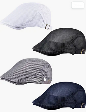 4 Pieces Newsboy Mesh Breathable Summer Hat Men Flat Cap for Driving Hunting