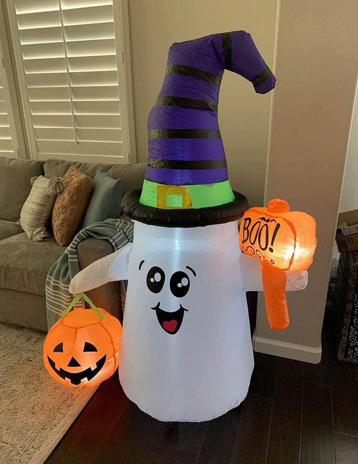 👻 5FT Inflatable Halloween Cute Ghost w/ Pumpkin Blow Up Inflatables Outdoor Decorations *For Sale*