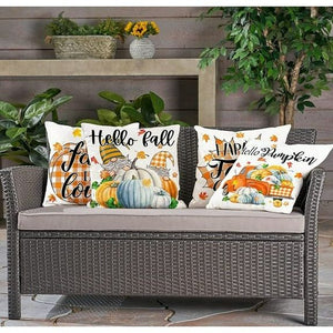 💯CLEARANCE❗️❗️ Set of 4 Fall Decor Farmhouse Buffalo Check Pumpkins Autumn Gnomes 18x18💯