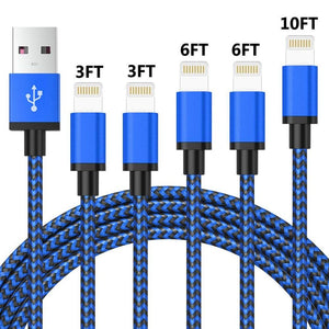 Fast Charging Cable Apple 5 Pack Original Nylon Braided Durable