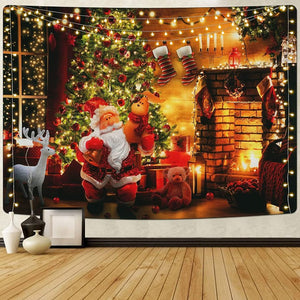 (51.2 × 59.1 inches) Wall Decor hristmas Tapestry Christmas Tree Tapestry Backdrop, Santa Claus