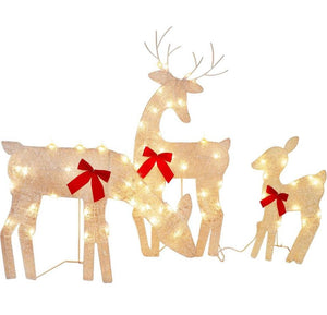 💥XMAS💥 3 Pack Reindeer Family Lighted 2D Deer Christmas Decor, w/ Clear 60 Count Lights