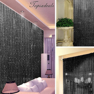 Black String Door Curtains Window Panel Room Divider Tassel Fringe New