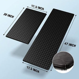 2PCS Kitchen Mats Anti-Slip Kitchen Rugs, Easy-to-Clean and Comfortable 17.3"×30"+17.3"×47", Black