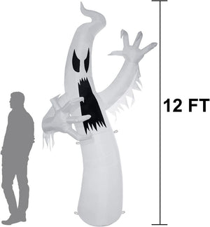 12 Ft Giant Halloween Inflatable Ghost, Blow Up Halloween Decorations Built-in LED